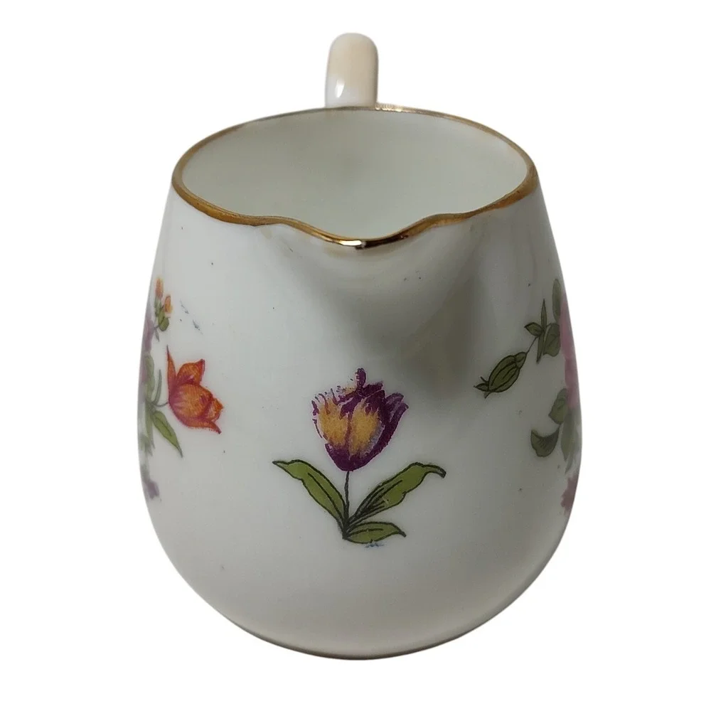 Crown Staffordshire Creamer Pitcher Fine Bone China Floral Made England 1930 SEE
